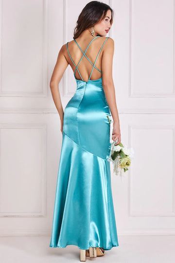 Satin Cowl Neck With Strappy Back Maxi Goddiva